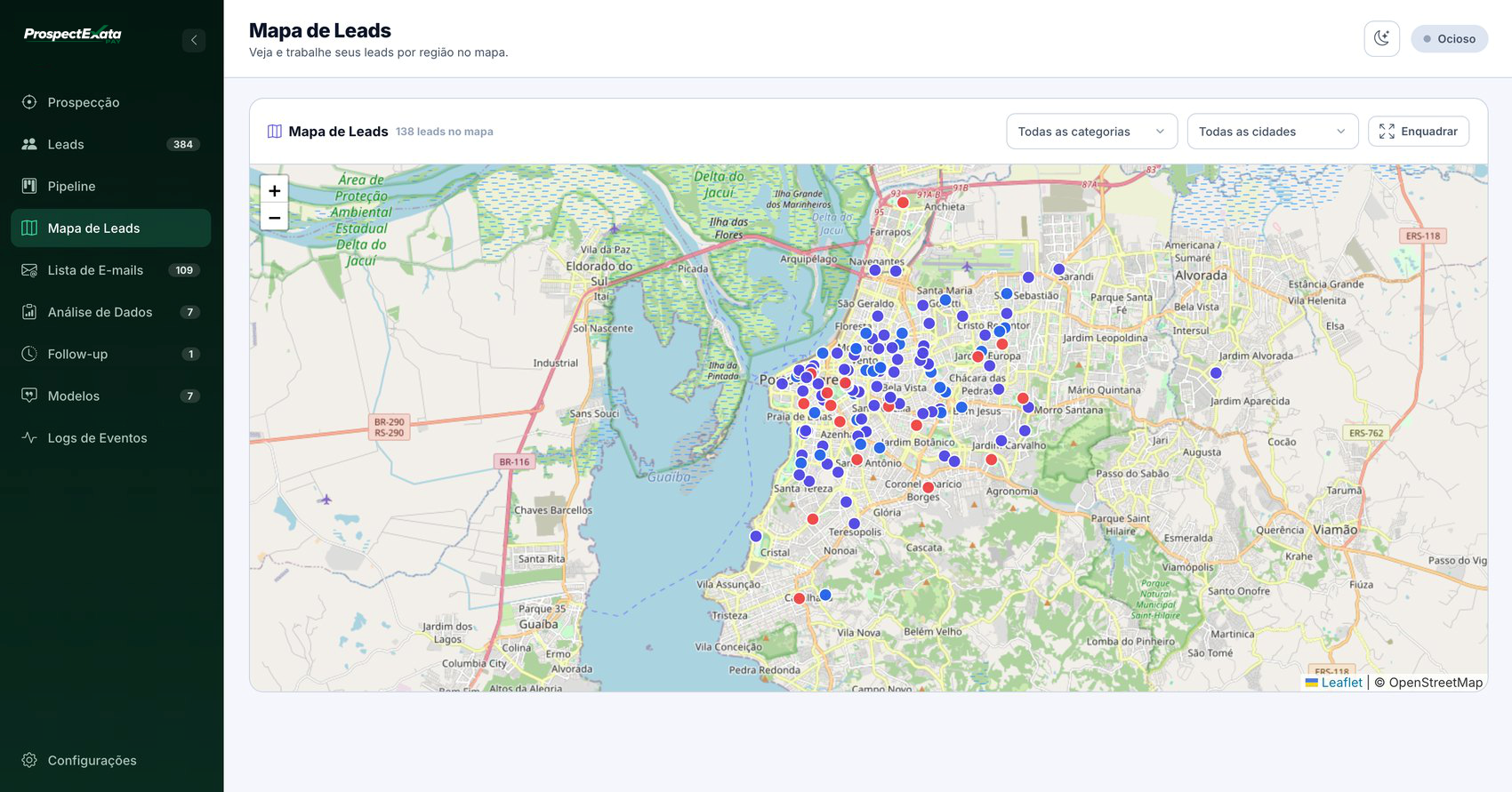 Mapa de leads do Prospect X